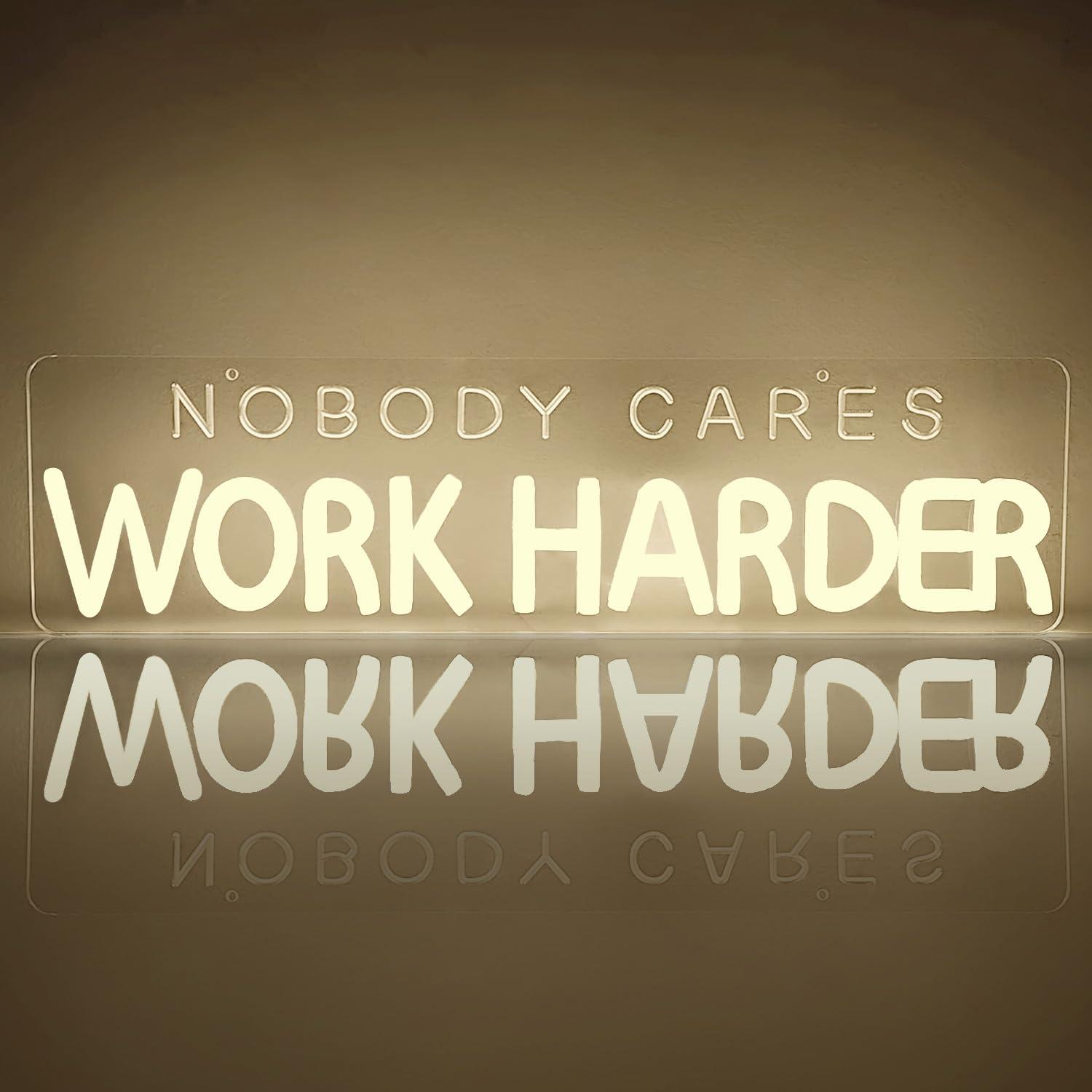 Nobody Cares Work Harder Neon  - Home Gym Neon Sign ulasan dan harga