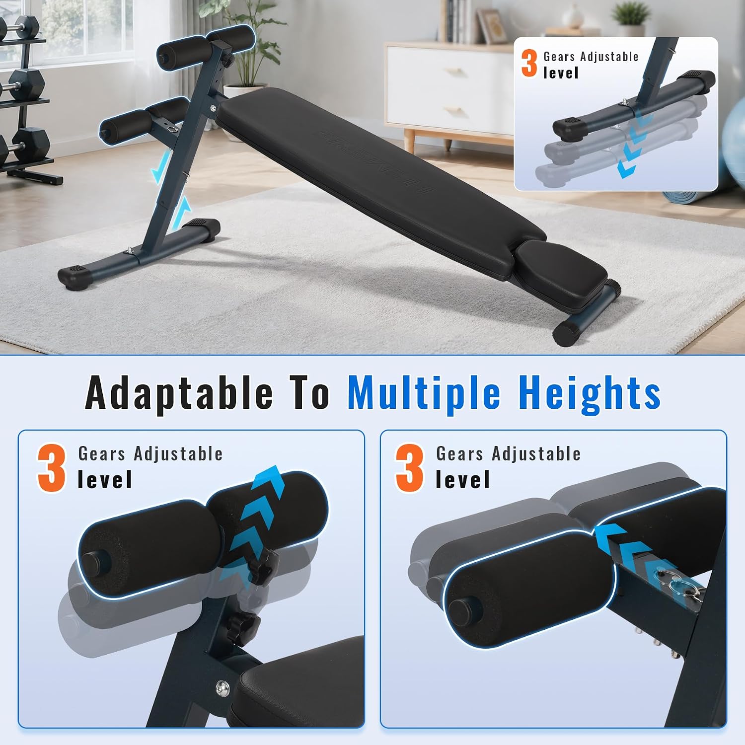 3-Level Adjustable Sit Up Benc - Home Gym Equipment Set ulasan dan harga